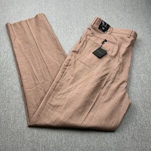 Berle Red‎ Flat Pleated Black Label Dress Pants Men's 42x38.5 Wool UNHEMMED NEW